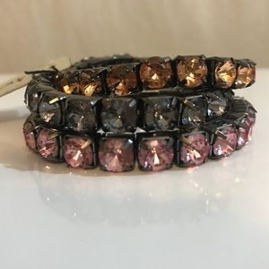 One Wink Rhinestone Three Strand Stretch Bracelet